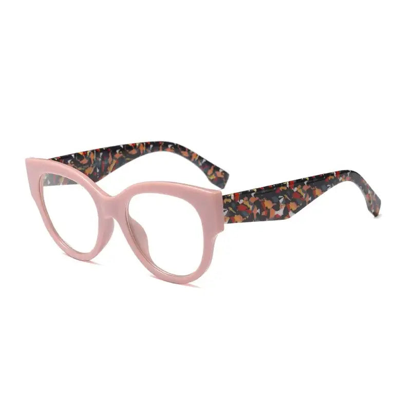 Oversized Cat Eye Glasses - Pink Clear