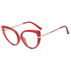 Oversized Cat Eye Glasses - Wine Red