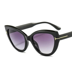 Oversized Cat Eye Gradient Sunglasses - Black