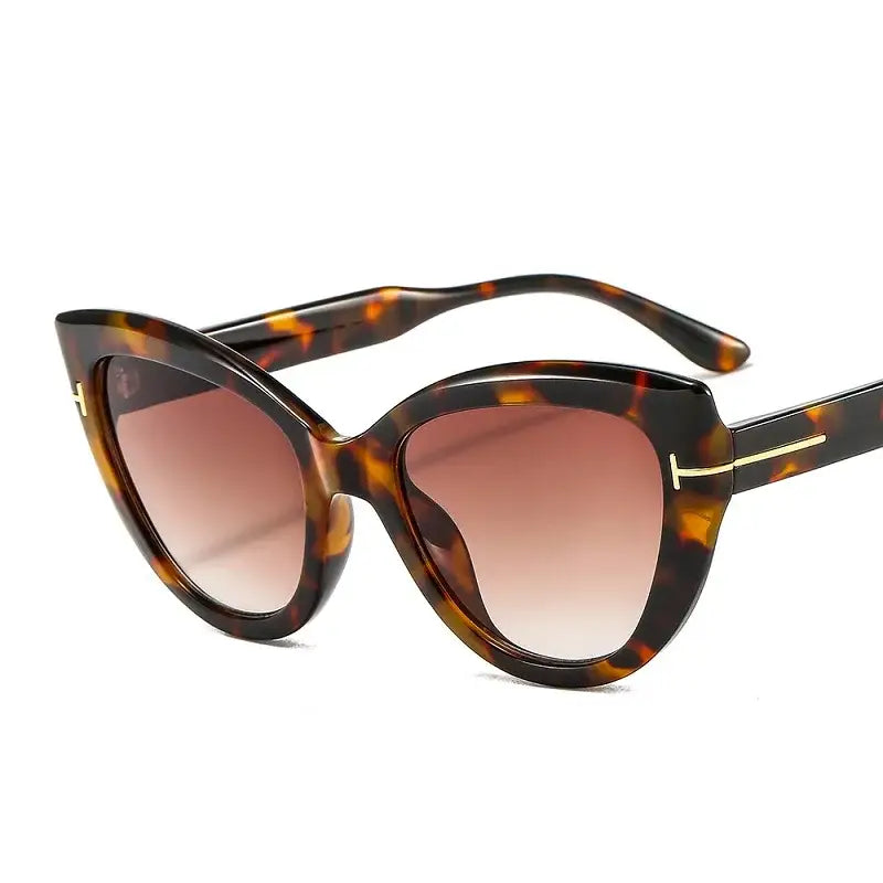 Oversized Cat Eye Gradient Sunglasses - Brown
