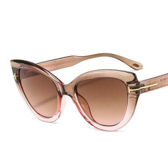 Oversized Cat Eye Gradient Sunglasses for Women Light Brown
