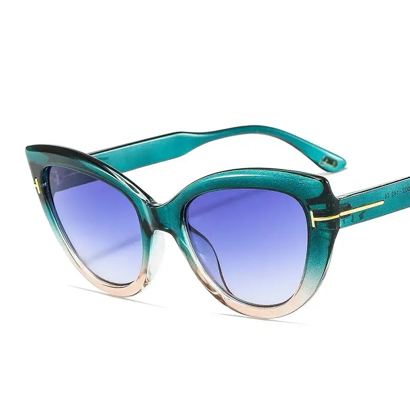 Oversized Cat Eye Gradient Sunglasses - Green
