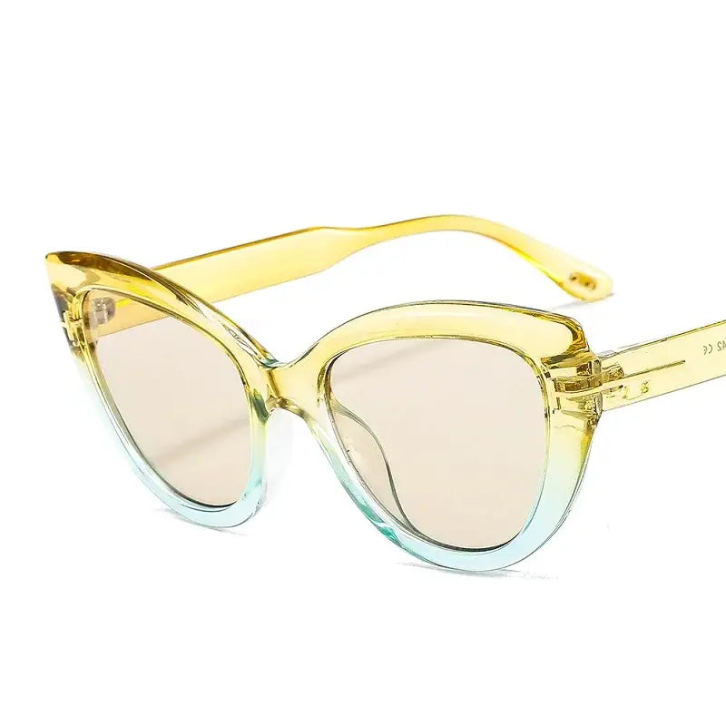 Oversized Cat Eye Gradient Sunglasses - Yellow