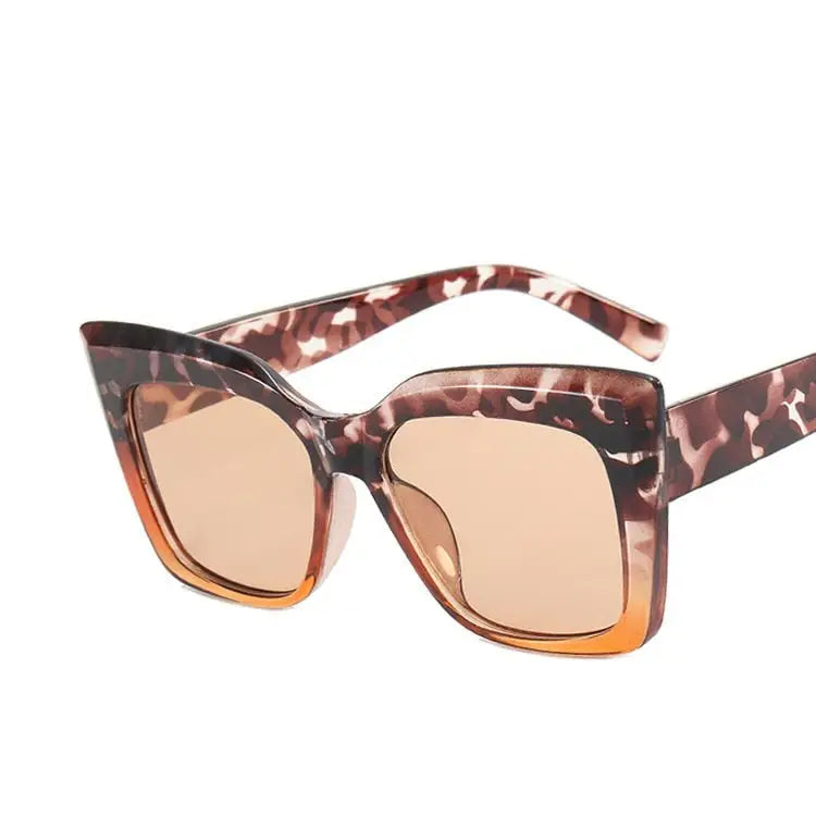 Oversized Cat Eye Sunglasses UV400 Plastic Frame Orange