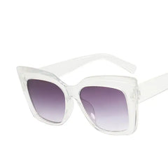 Oversized Cat Eye Sunglasses UV400 Plastic Frame White