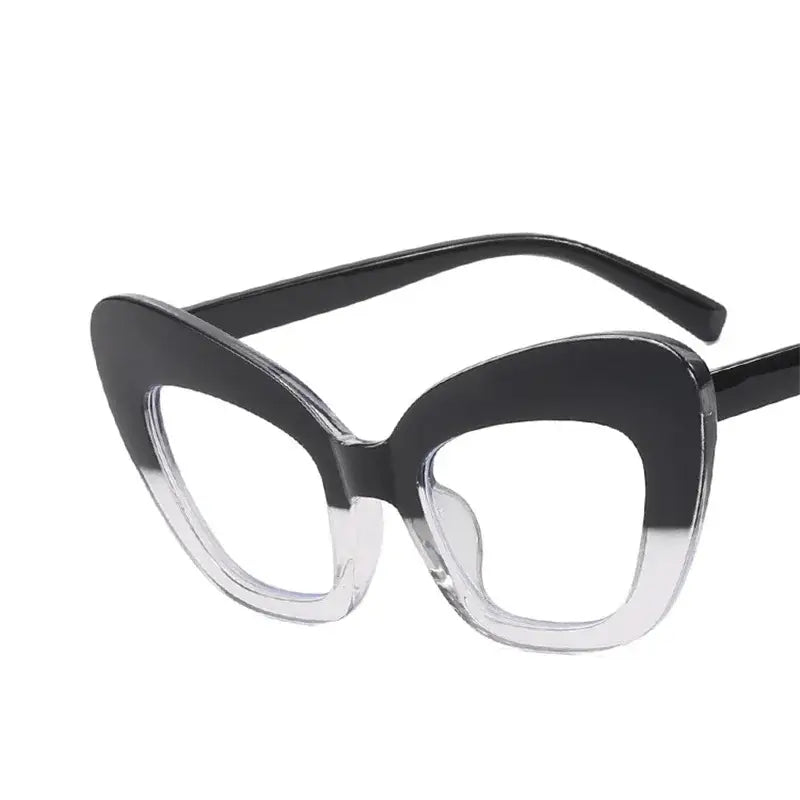 Oversized Cat Eye Vintage Clear Glasses Black