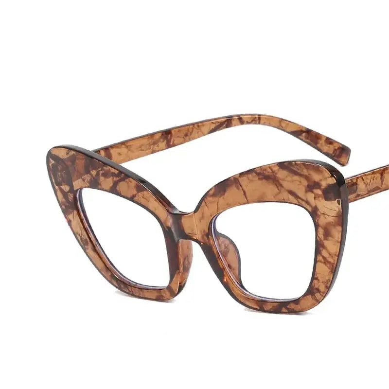 Oversized Cat Eye Vintage Clear Glasses Brown