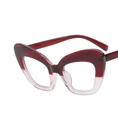 Oversized Cat Eye Vintage Clear Glasses Red
