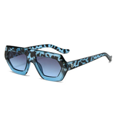 Oversized color block sunglasses with amber tortoiseshell frame and gradient lens detail