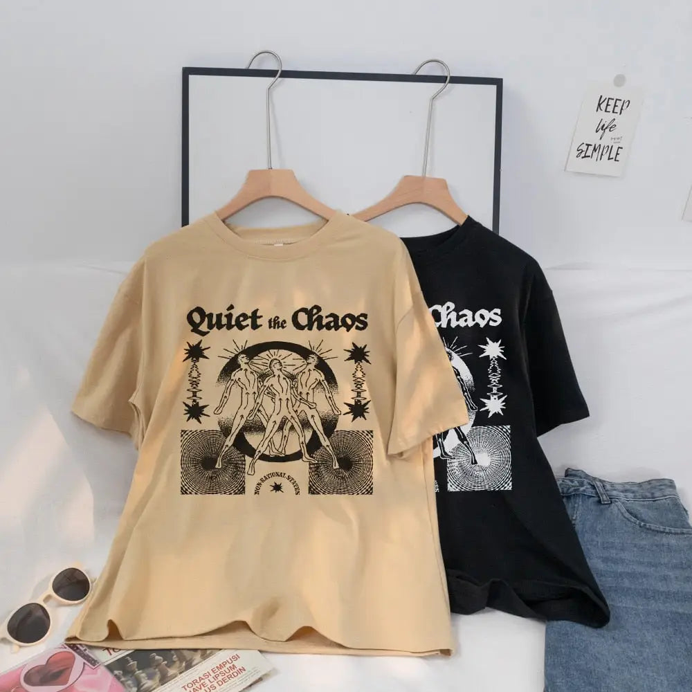 Oversized Cotton Chaos Printed Aesthetic T Shirt
