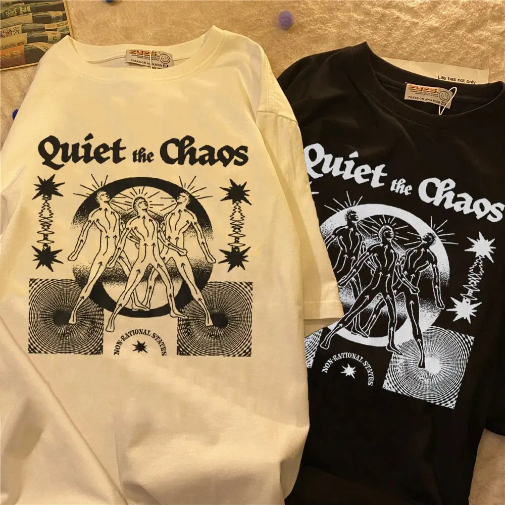 Oversized Cotton Chaos Printed Aesthetic T Shirt