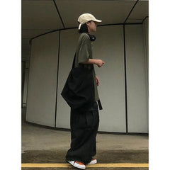 Oversized Flap Pocket Baggy Cargo Pants Black or Blue