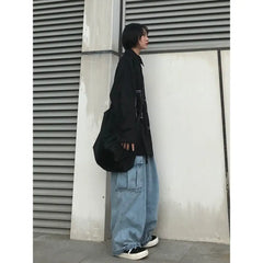 Oversized Flap Pocket Baggy Cargo Pants Black or Blue
