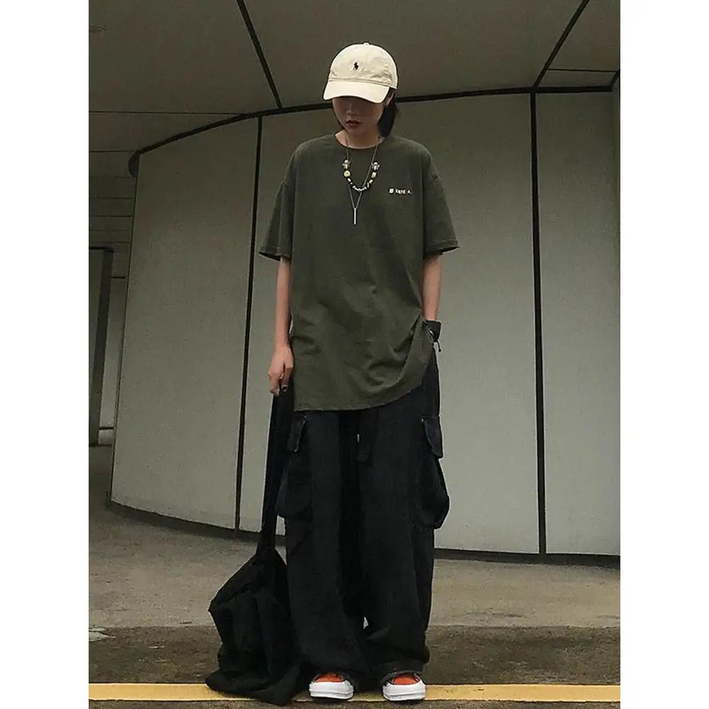 Oversized Flap Pocket Baggy Cargo Pants Black or Blue / S