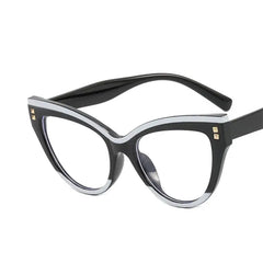 Oversized Frame Clear Cat Eye Glasses - White