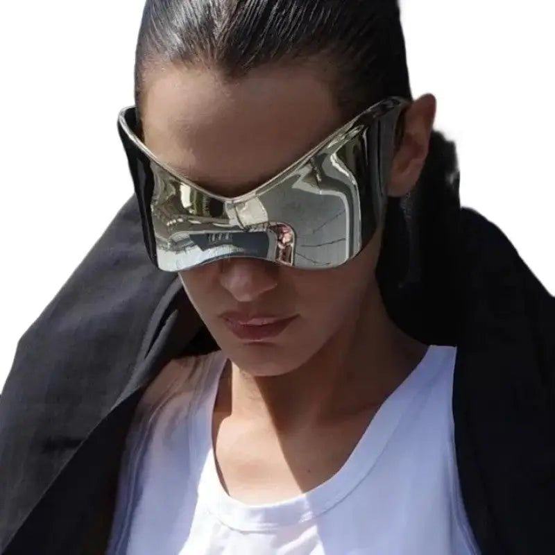 Oversized Futuristic Sunglasses Rimless UV400 Polycarbonate