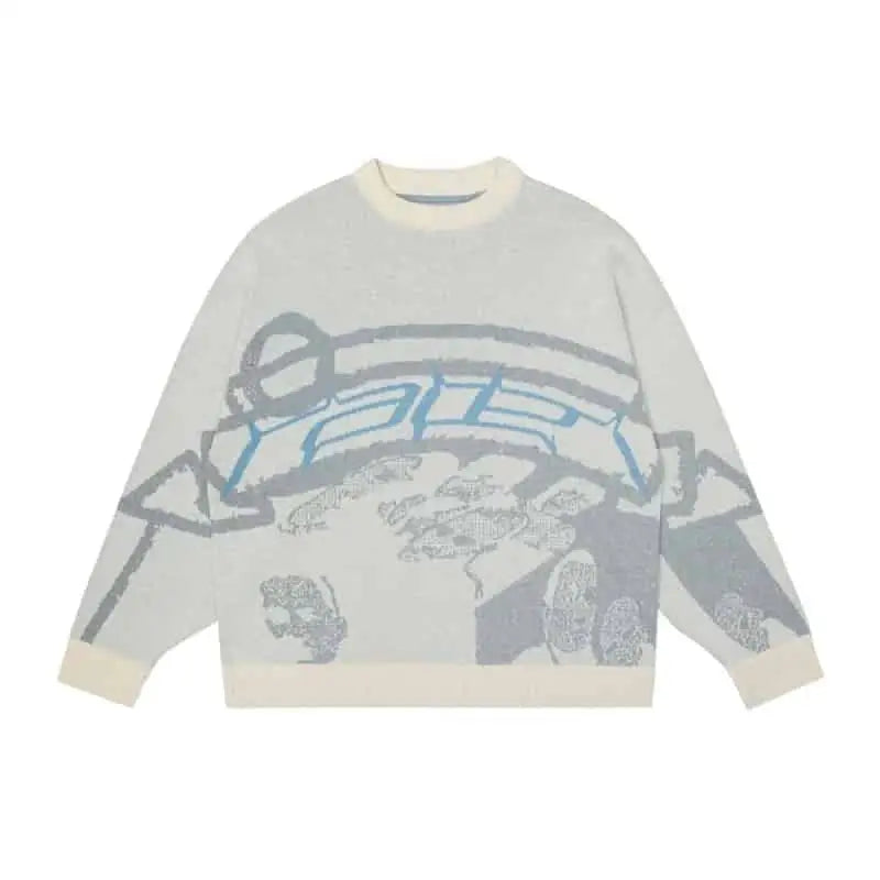 Oversized Harajuku O Neck Knitwear Sweatshirt White / M