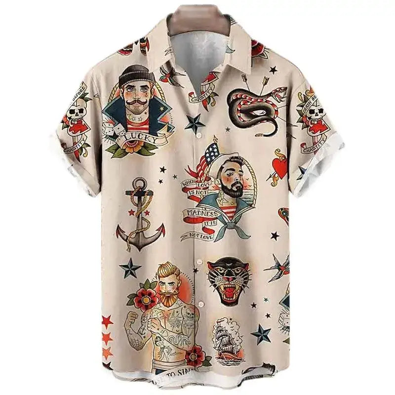 Oversized Hawaiian Shirt for Men Short Sleeve Casual Style