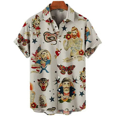 Oversized Hawaiian Shirt for Men Short Sleeve Casual Style