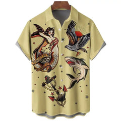 Oversized Hawaiian Shirt for Men Short Sleeve Casual Style