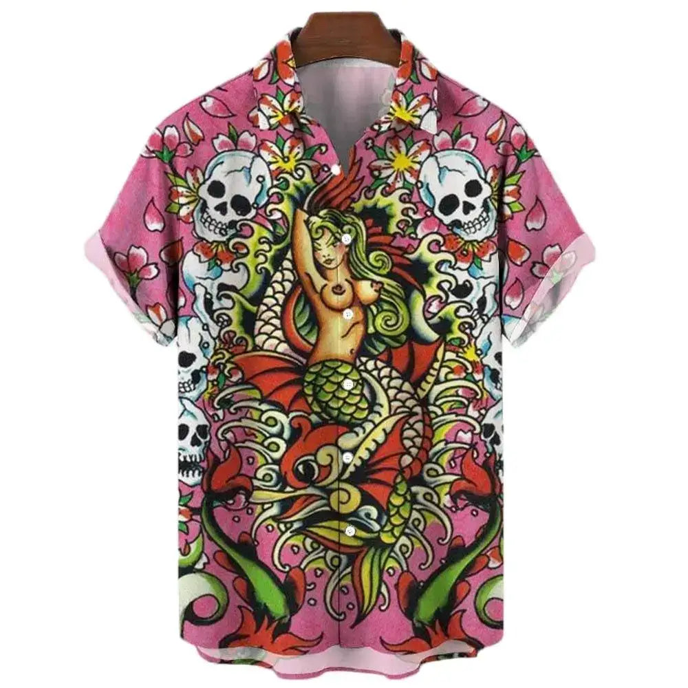 Oversized Hawaiian Shirt for Men Short Sleeve Casual Style