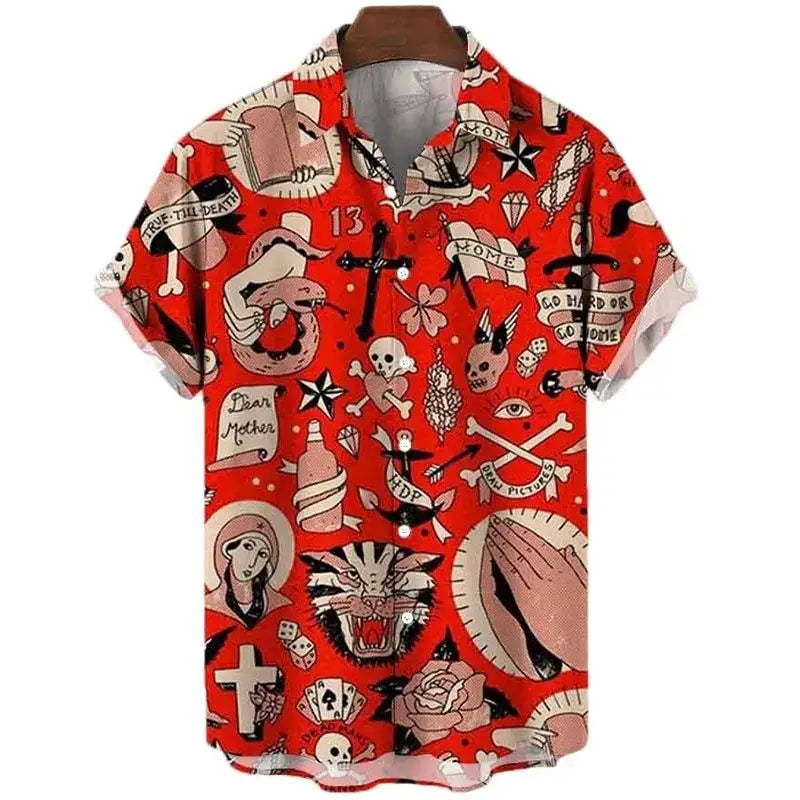 Oversized Hawaiian Shirt for Men Short Sleeve Casual Style