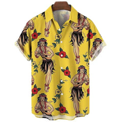 Oversized Hawaiian Shirt for Men Short Sleeve Casual Style