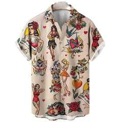 Oversized Hawaiian Shirt for Men Short Sleeve Casual Style