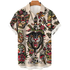 Oversized Hawaiian Shirt for Men Short Sleeve Casual Style