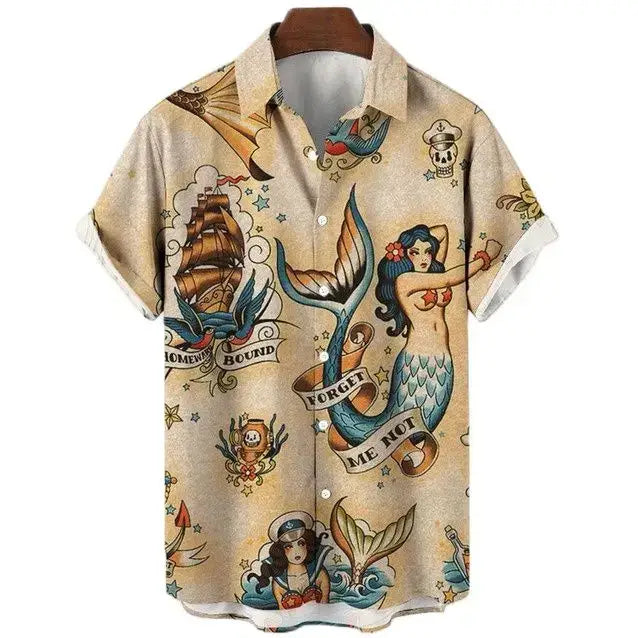 Oversized Hawaiian Shirt for Men Short Sleeve Casual Style