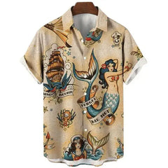 Oversized Hawaiian Shirt for Men Short Sleeve Casual Style