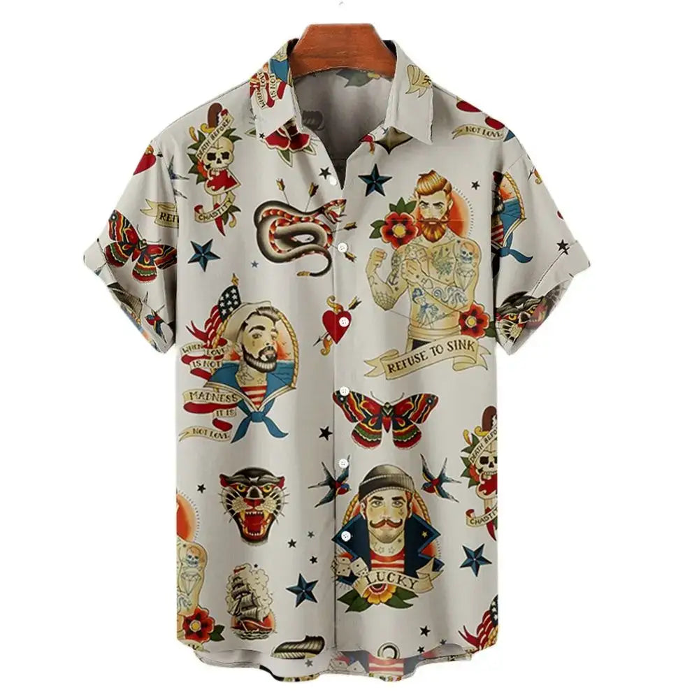 Oversized Hawaiian Shirt for Men Short Sleeve Casual Style