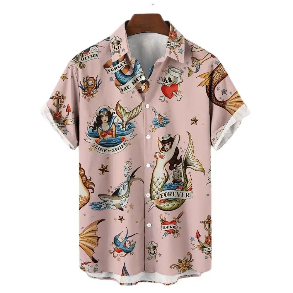 Oversized Hawaiian Shirt for Men Short Sleeve Casual Style