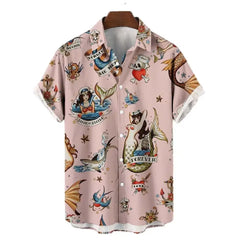 Oversized Hawaiian Shirt for Men Short Sleeve Casual Style