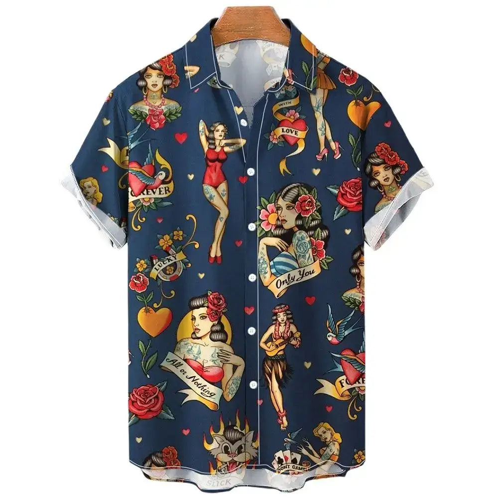 Oversized Hawaiian Shirt for Men Short Sleeve Casual Style