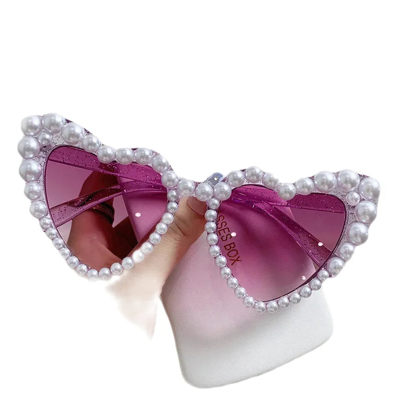 Oversized Heart Pearl Sunglasses for Everyday Style