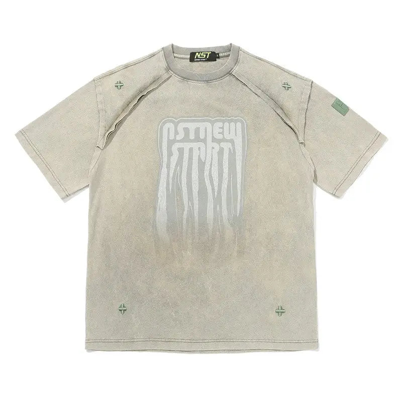 Oversized Inverted Seam T-shirt - Gray / S - T-Shirt