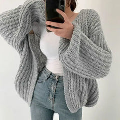 Oversized Knitted Long Sleeve Cardigan Sweater One Size