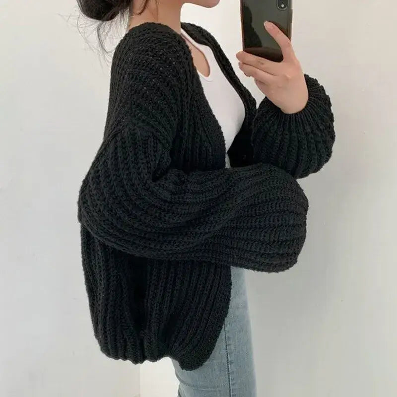 Oversized Knitted Long Sleeve Cardigan Sweater