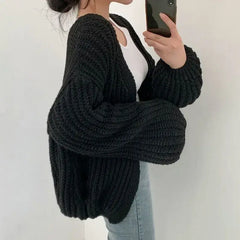 Oversized Knitted Long Sleeve Cardigan Sweater