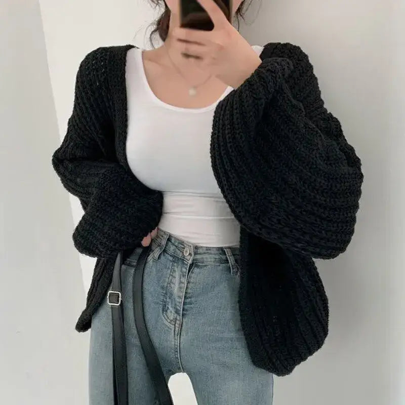 Oversized Knitted Long Sleeve Cardigan Sweater