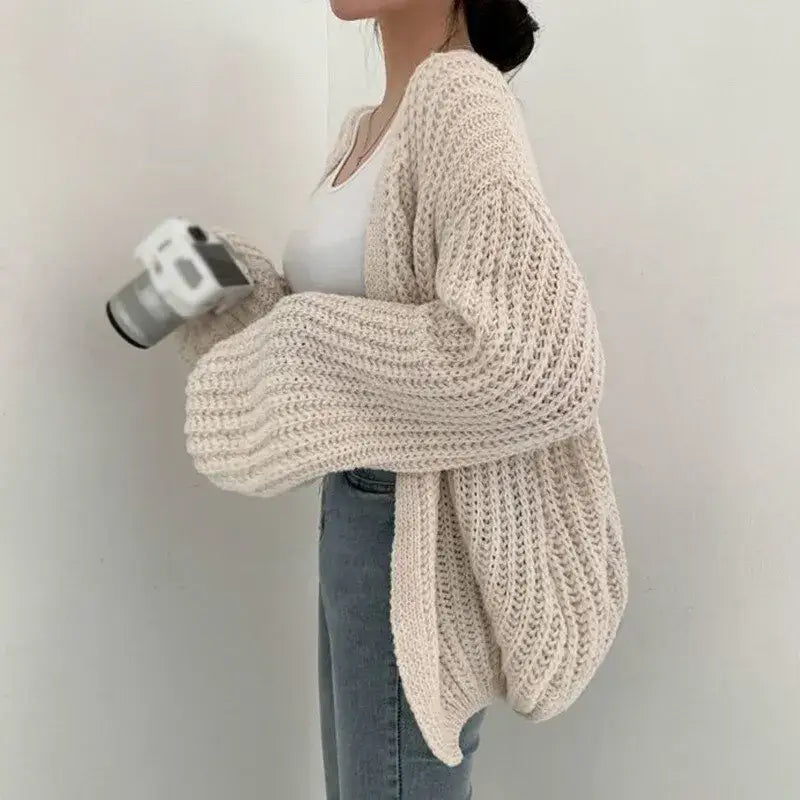 Oversized Knitted Long Sleeve Cardigan Sweater