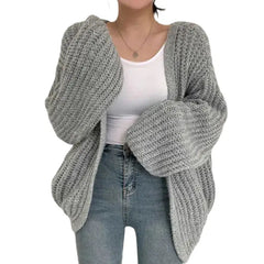 Oversized Knitted Long Sleeve Sweater - Trench Coat