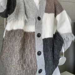 Oversized Knitted Long Sleeve V Neck Cardigan