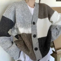 Oversized Knitted Long Sleeve V Neck Cardigan