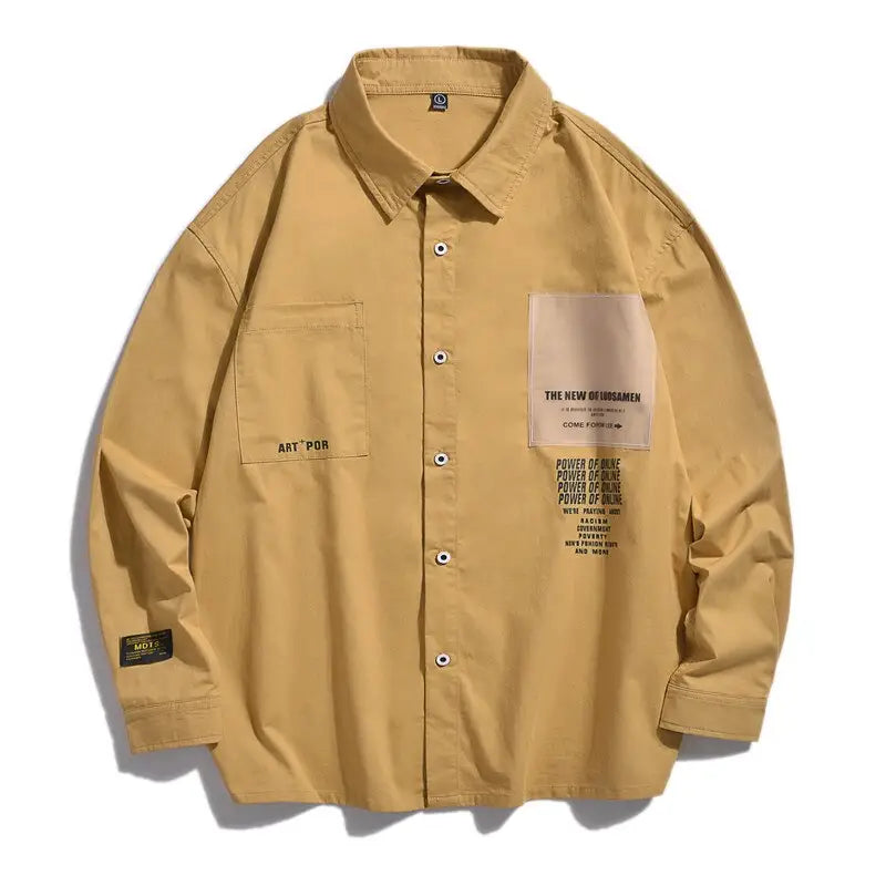 Oversized Long Sleeve Korean Style Shirt - Yellow / S