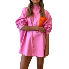 Oversized Long Sleeve Single Row Button Cotton Shirt