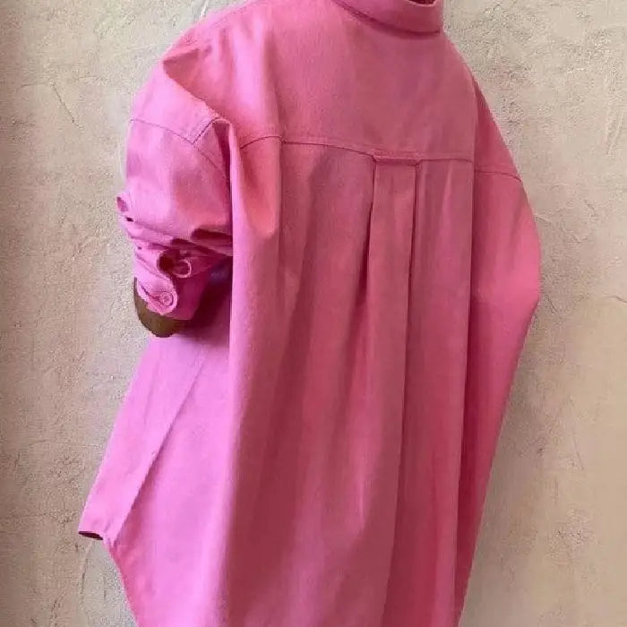Oversized Long Sleeve Single Row Button Cotton Shirt