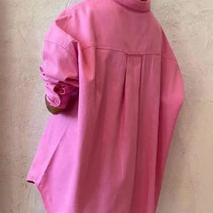 Oversized Long Sleeve Single Row Button Cotton Shirt