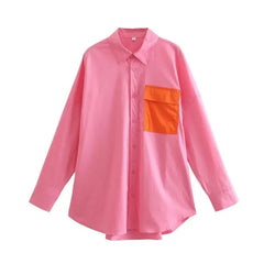 Oversized Long Sleeve Single Row Button Shirt